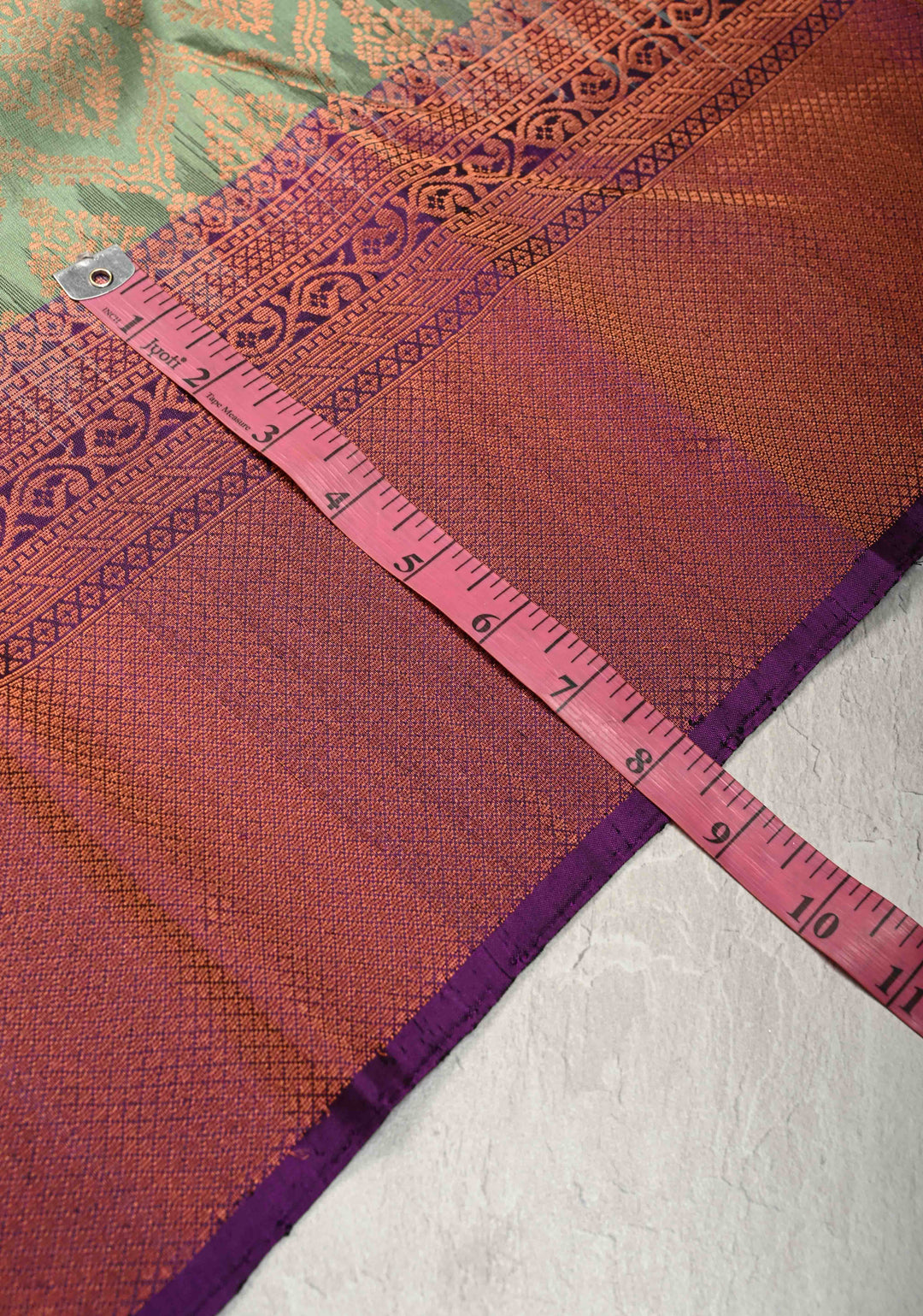 Dusty Green Brocade Kanjivaram Soft Silk Saree with Contrast Zari Border | SILK MARK CERTIFIED