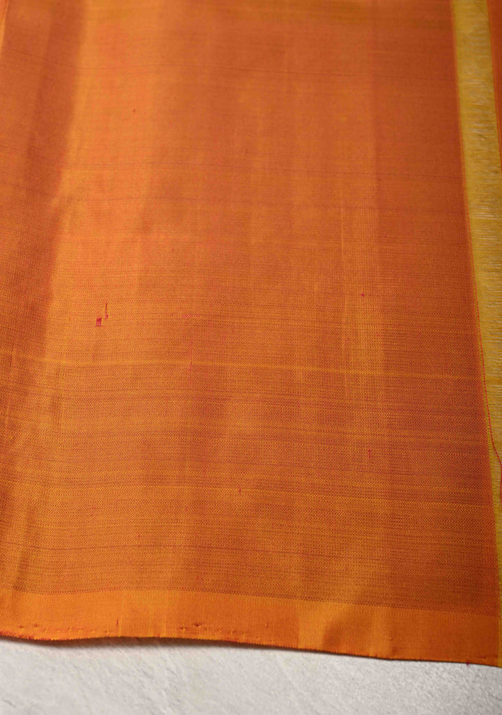 Peacock Blue Dual tone Borderless Kanjivaram Soft Silk Saree with Peacock Motifs  and Contrast Pallu | SILK MARK CERTIFIED