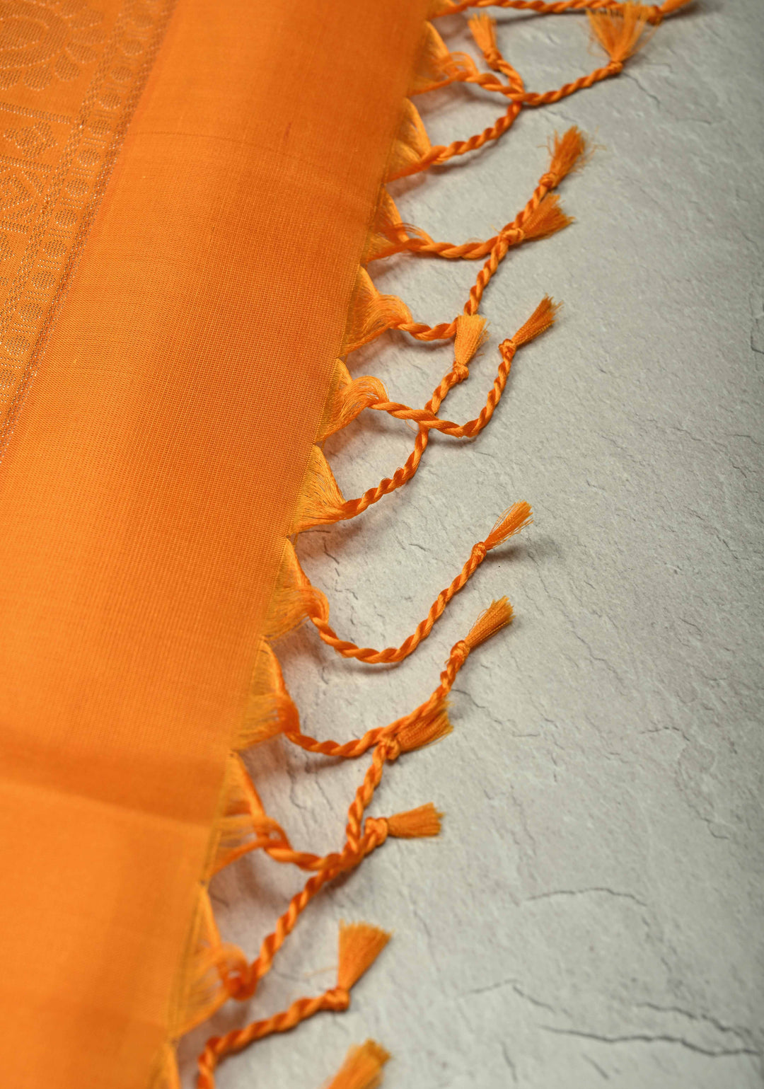 Red Kanjivaram Soft Silk Saree with Resham Butta and Contrast Orange Border | SILK MARK CERTIFIED