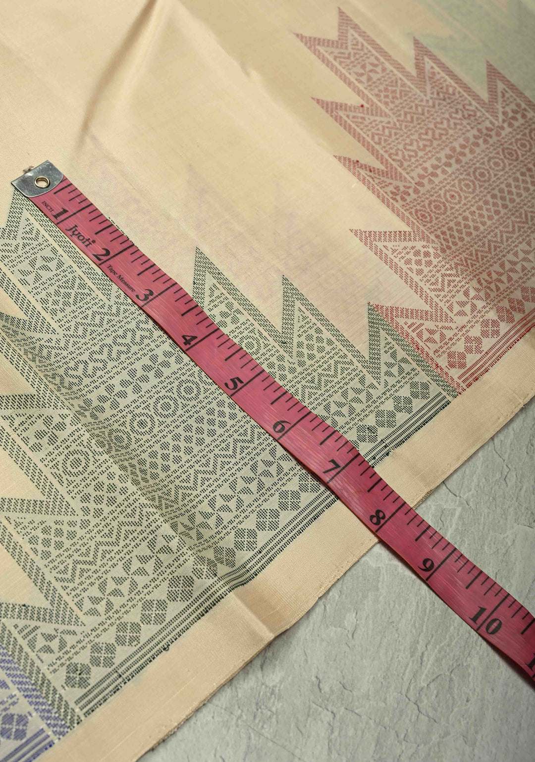 Off White Kanjivaram Soft Silk Saree with Floral Zari Buttas and Meenakari Cross Stitch Temple Border | SILK MARK CERTIFIED