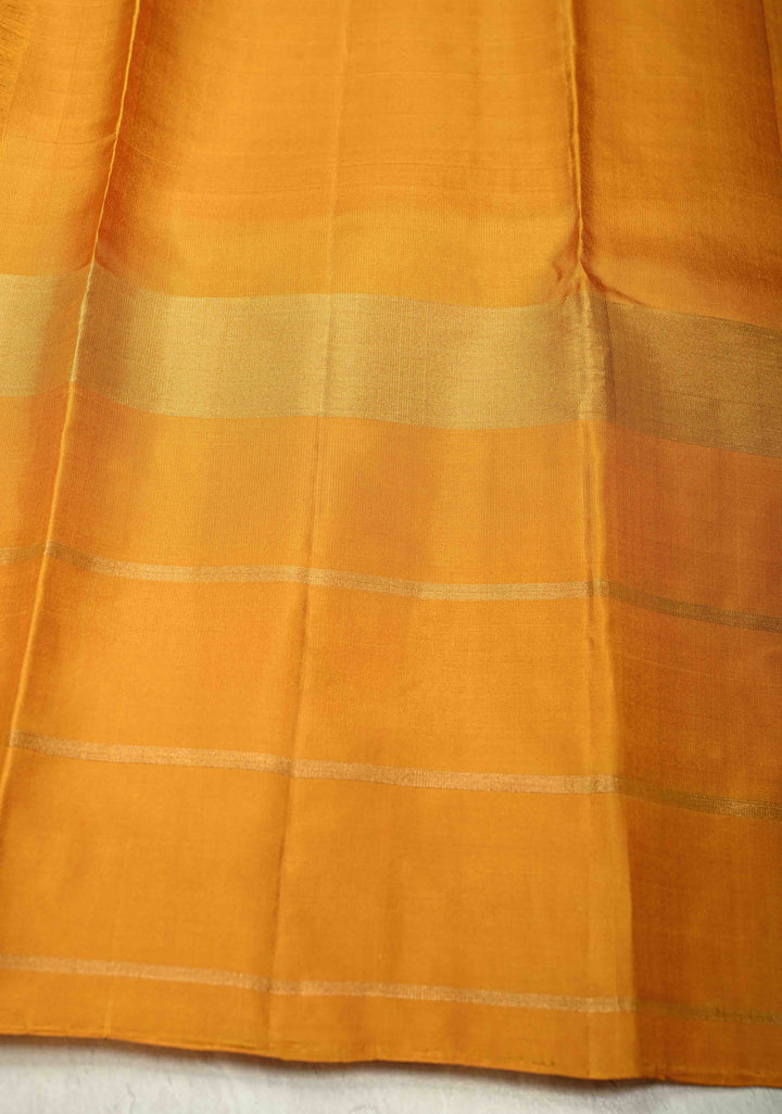 Mehendi Green Kanjivaram Soft Silk Saree with Peacock Buttas and Contrast Zari Checks Border | SILK MARK CERTIFIED