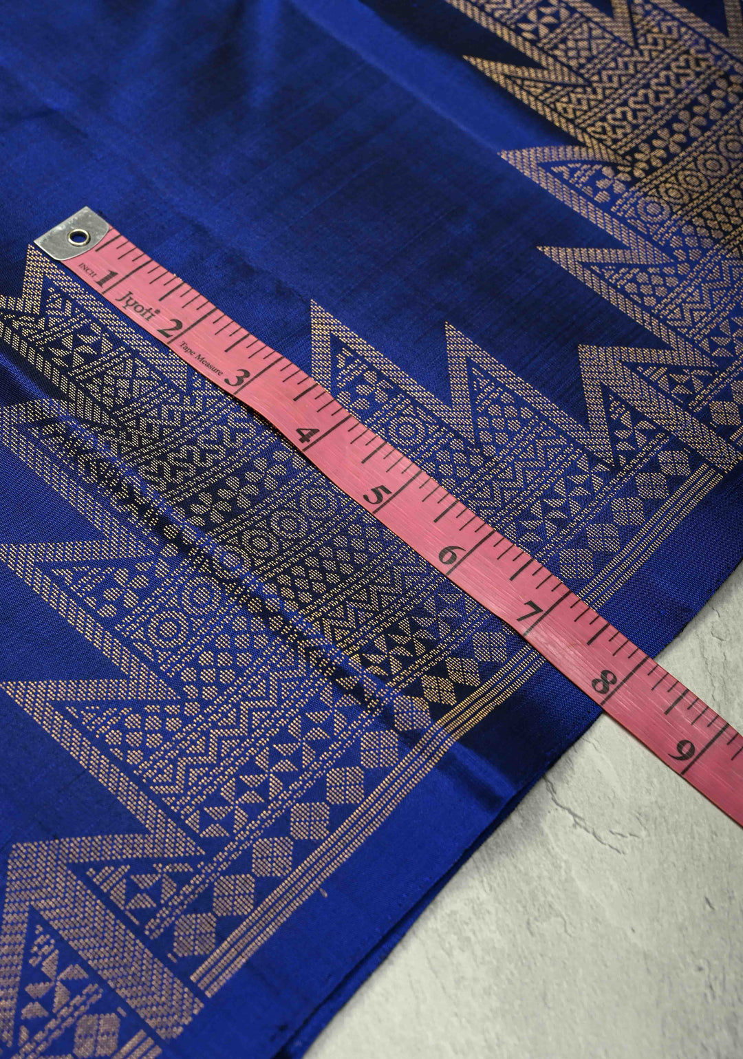 Navy Blue Kanjivaram Soft Silk Saree with Floral Zari Buttas and Temple Zari Border | SILK MARK CERTIFIED
