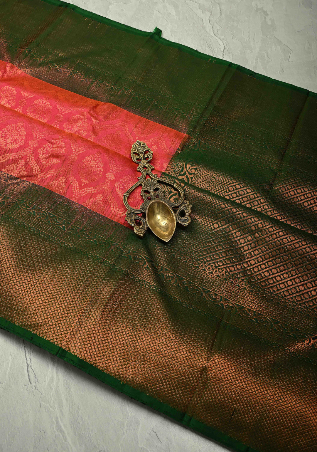 Rani Pink Kanjivaram Soft Silk Saree with Brocade Jaal and Contrast Zari Border | SILK MARK CERTIFIED
