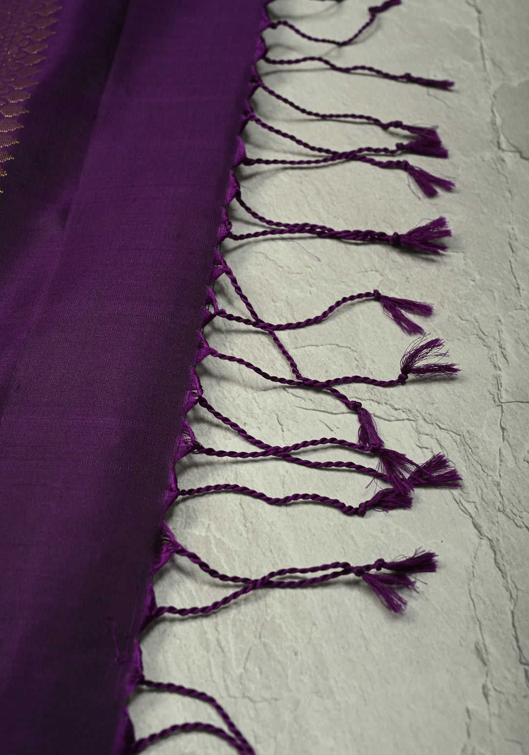 Eggplant Purple Dual Tone Kanjivaram Soft Silk Saree with Chunri Buttis and Procession Zari Border | SILK MARK CERTIFIED