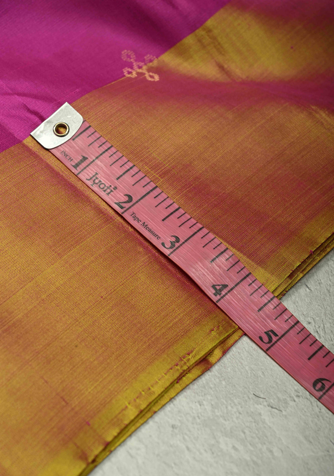 Light Magenta Kanjivaram Soft Silk Saree with Gold-Silver Rangoli Buttas and Contrast Border | SILK MARK CERTIFIED