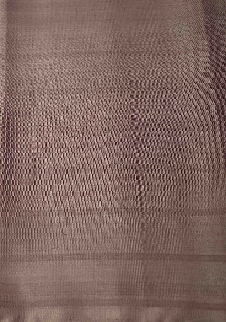 Plum Kanjivaram Soft Silk Saree with Floral Zari Buttas and Contrast Border | SILK MARK CERTIFIED