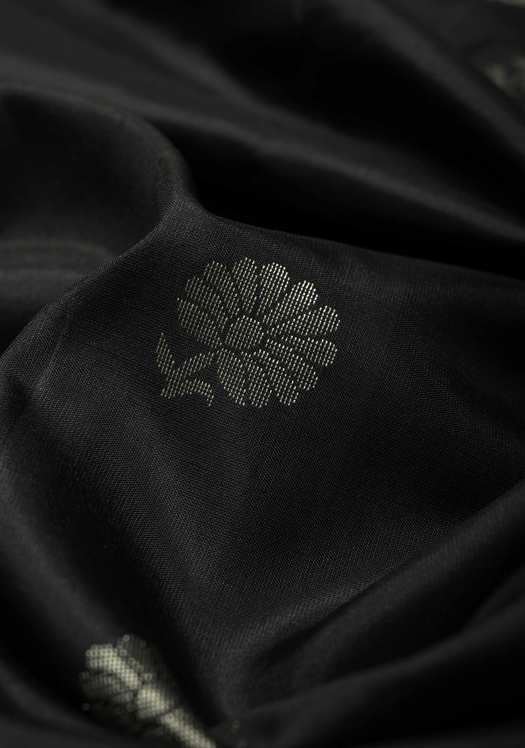 Black Kanjivaram Soft Silk Saree with Floral Silver Zari Buttas and Contrast Skirt Border | SILK MARK CERTIFIED | SHOBITAM