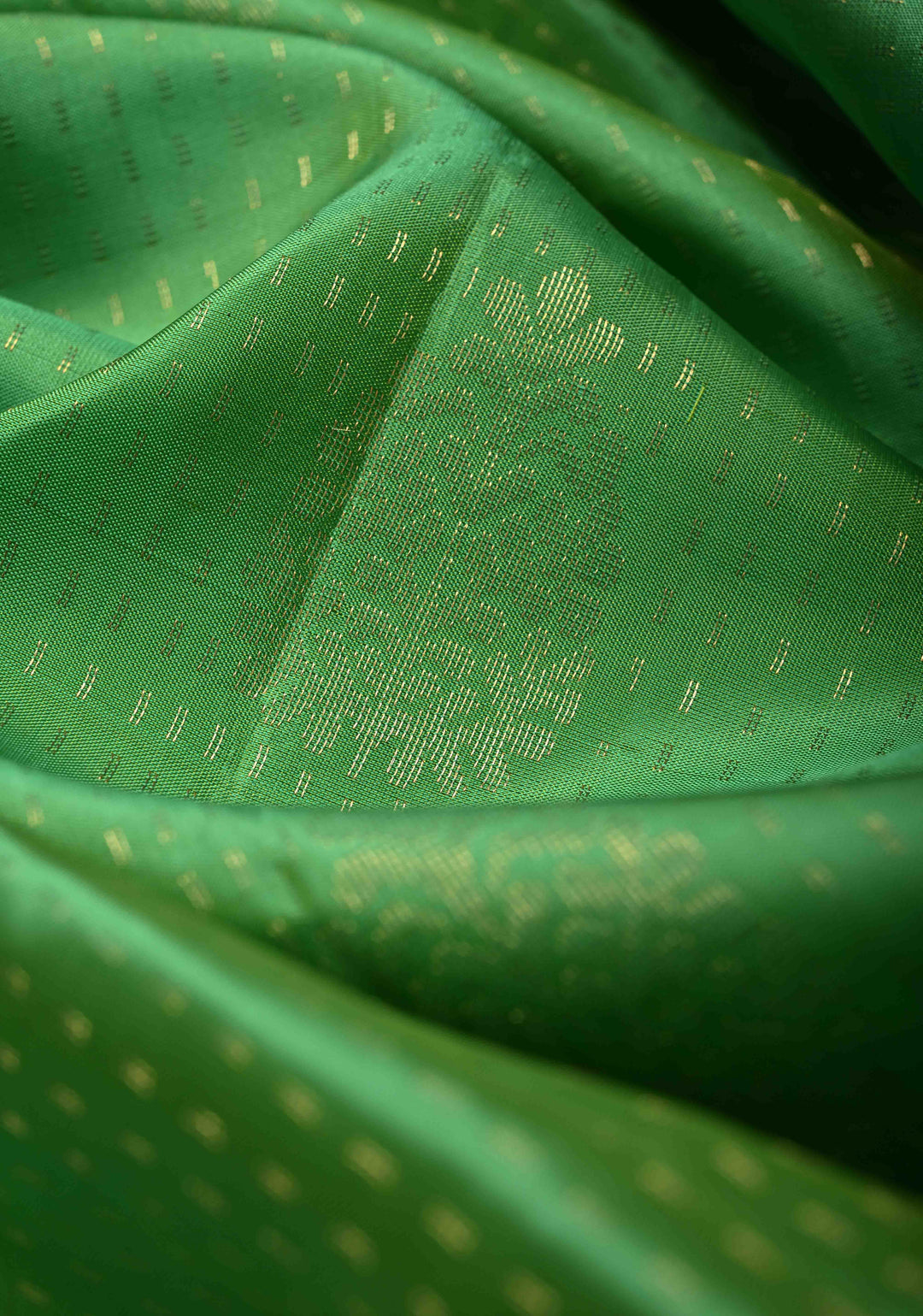 Spring Green Zari Stripes on Kanjivaram Soft Silk Saree with Zari Buttas and Contrast Border | SILK MARK CERTIFIED
