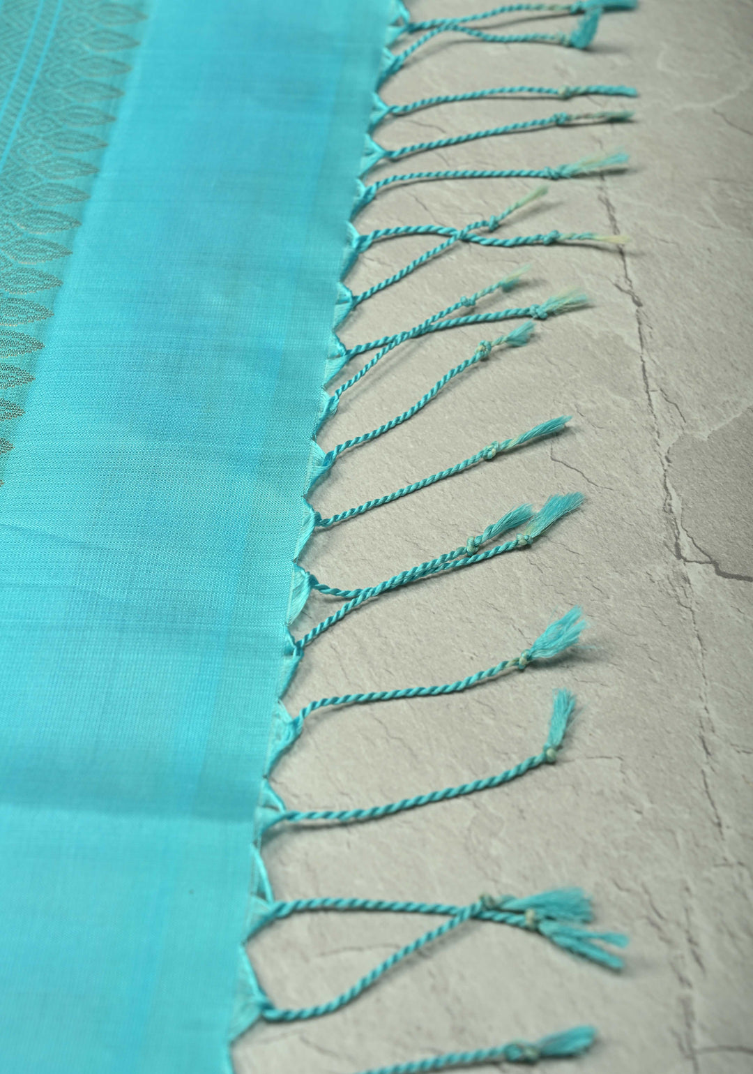 Cyan Kanjivaram Soft Silk Saree with Floral Zari Buttas and Zari Pallu | SILK MARK CERTIFIED