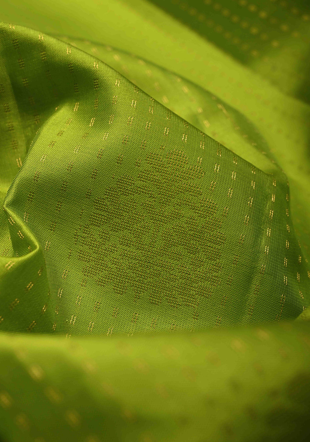 Parrot Green Zari Stripes on Kanjivaram Soft Silk Saree with Zari Buttas and Contrast Border | SILK MARK CERTIFIED