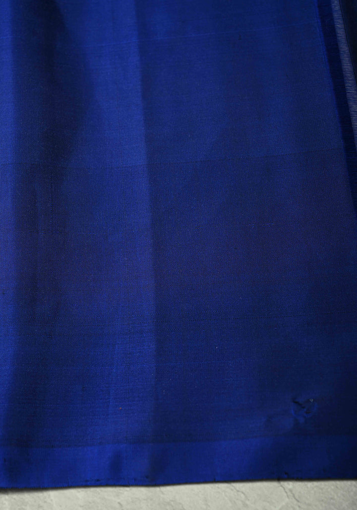 Eggplant Purple Zari Stripes on Kanjivaram Soft Silk Saree with Zari Buttas and Contrast Border | SILK MARK CERTIFIED