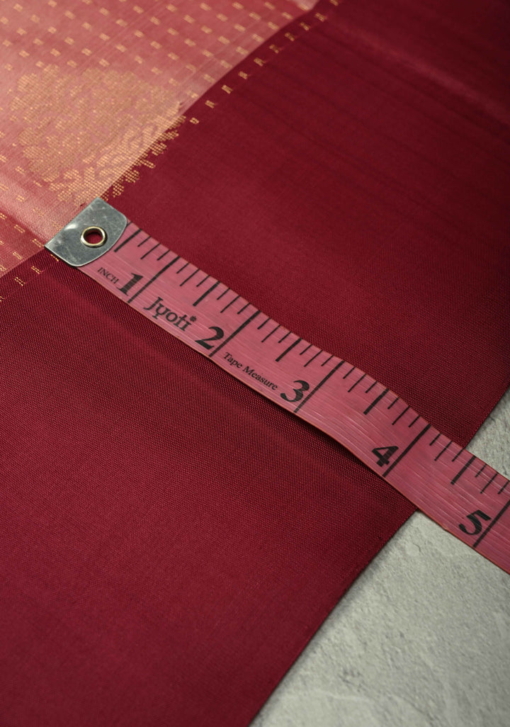 Coral Pink Zari Stripes on Kanjivaram Soft Silk Saree with Zari Buttas and Contrast Border | SILK MARK CERTIFIED