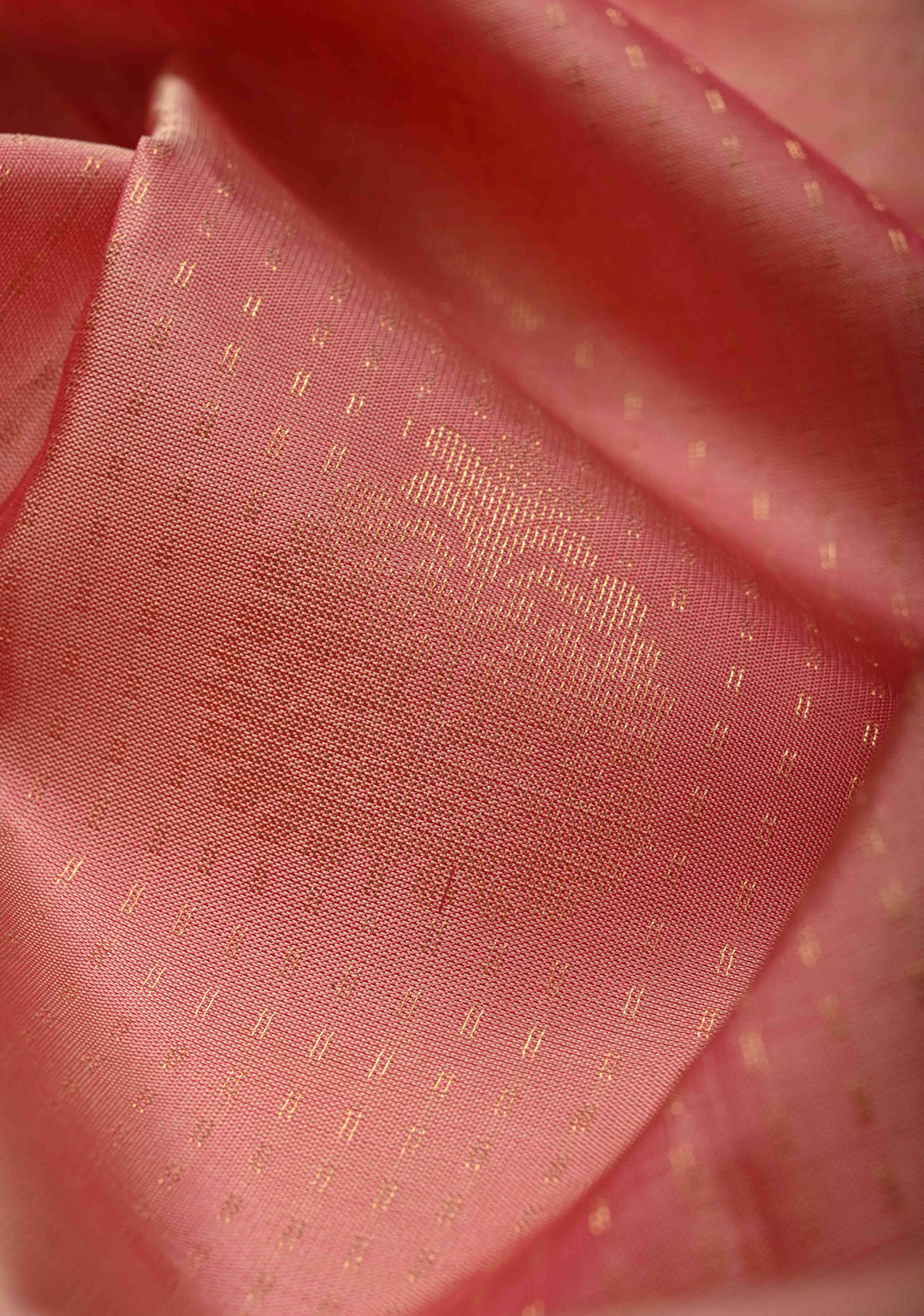 Coral Pink Zari Stripes on Kanjivaram Soft Silk Saree with Zari Buttas and Contrast Border | SILK MARK CERTIFIED
