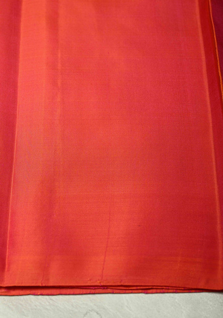 Pink Dual Tone Kanjivaram Soft Silk Saree with Floral Zari Buttas and Temple Zari Border | SILK MARK CERTIFIED