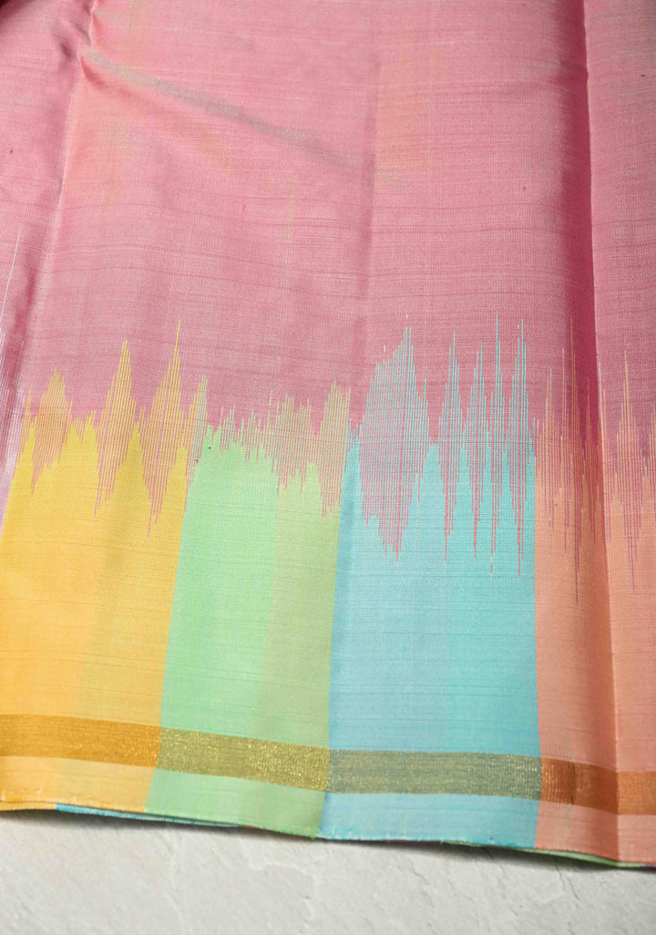 Lime Green Pure Kanjivaram Soft Silk Saree with Gold-Silver Floral Buttas and  Rangkaat Style Border | SILK MARK CERTIFIED