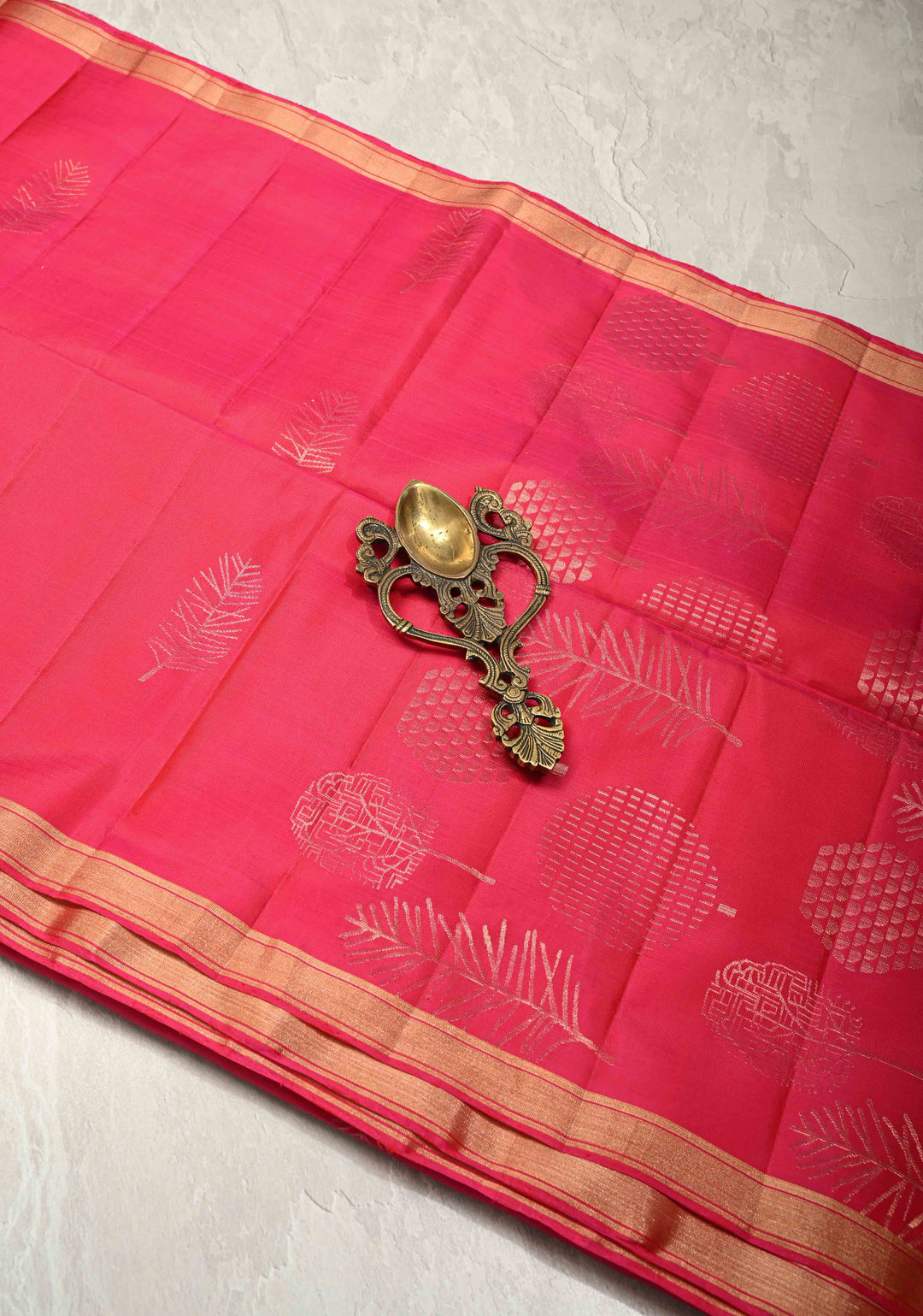 Rani Pink Dual Tone Lightweight Pure Kanjivaram Soft Silk Saree with Tree Motifs and Minimal Zari Border | SILK MARK CERTIFIED