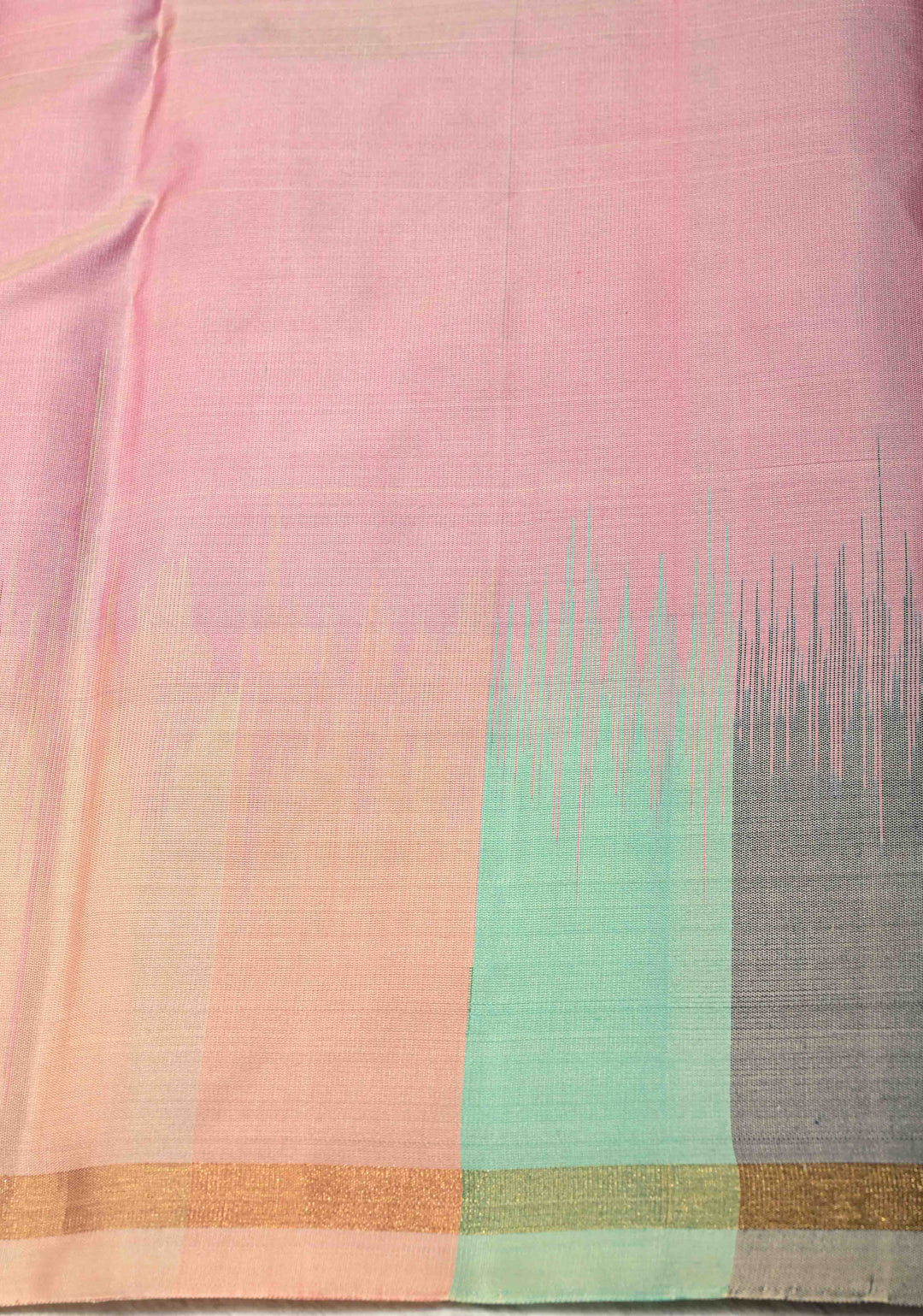 Turquoise Blue Pure Kanjivaram Soft Silk Saree with Gold-Silver Floral Buttas and Rangkaat Style Border | SILK MARK CERTIFIED