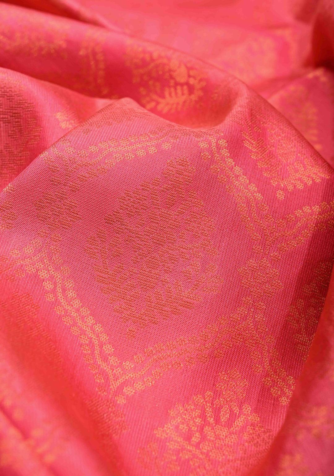 Bright Pink Kanjivaram Soft Silk Saree with Brocade Jaal and Contrast Purple Muted Zari Border | SILK MARK CERTIFIED