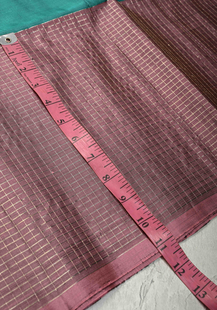 Teal Lightweight Pure Kanjivaram Soft Silk Saree with Silver Polka Dots and Contrast Wide Checks Border | SILK MARK CERTIFIED