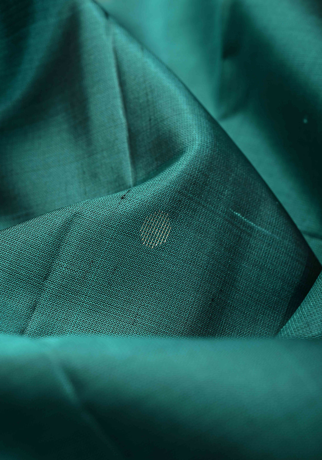 Teal Lightweight Pure Kanjivaram Soft Silk Saree with Silver Polka Dots and Contrast Wide Checks Border | SILK MARK CERTIFIED