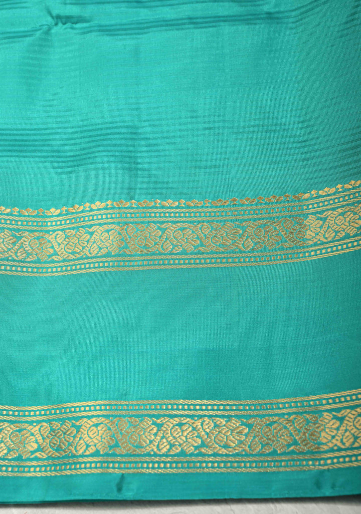 Pink-Orange Pure Kanjivaram Soft Silk Saree with Zari Buttas and Contrast Rettaipet Zari Border | SILK MARK CERTIFIED