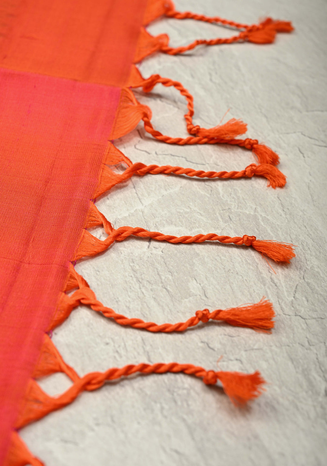 Ivory Pure Kanjivaram Soft Silk Saree with Gold Silver Zari Stripes and Contrast Orange Zari Border | SILK MARK CERTIFIED