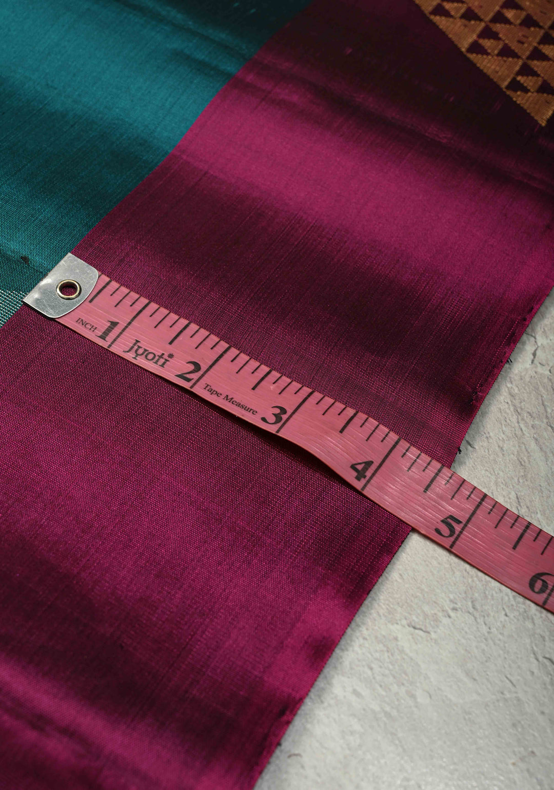 Teal Pure Kanjivaram Soft Silk Saree with Gold Silver Geomatric Buttas and Contrast Border | SILK MARK CERTIFIED