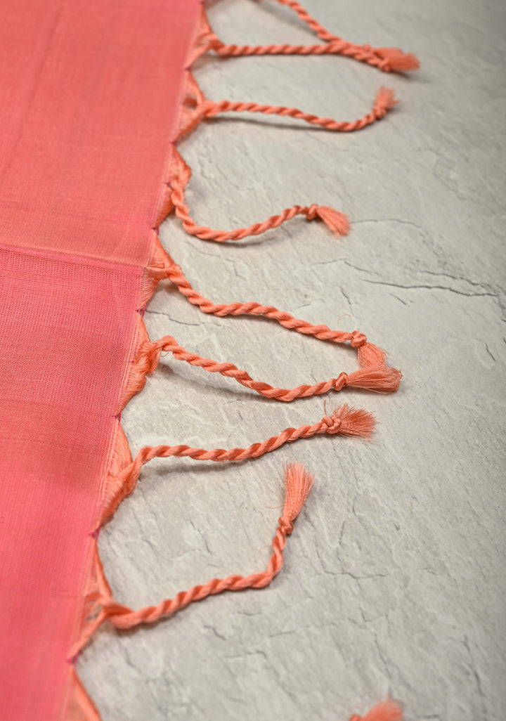 Beetlenut Dual Tone Pure Kanjivaram Soft Silk Saree with Gold-Silver Zari Stripes and Contrast Peach Minimal Zari Border | SILK MARK CERTIFIED