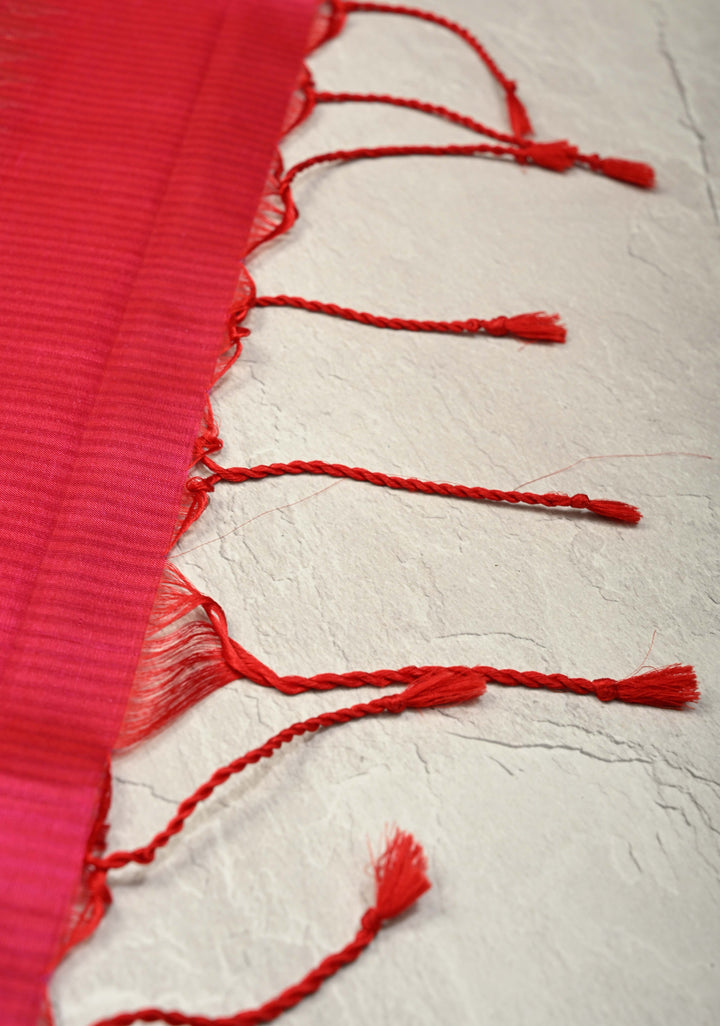 Beige Ivory Pure Kanjivaram Soft Silk Saree with Zari Buttas and Contrast Pink Rettiapet Zari Border | SILK MARK CERTIFIED