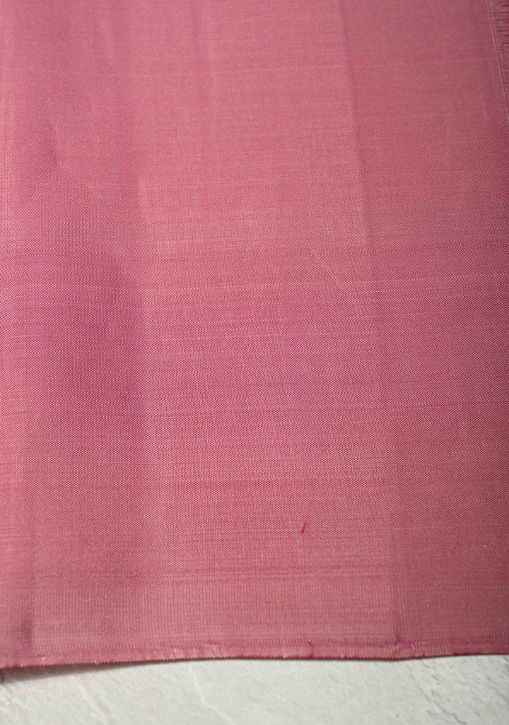 Magenta Zari Stripes on Pure Kanjivaram Soft Silk Saree with Zari Buttas and Contrast Border | SILK MARK CERTIFIED