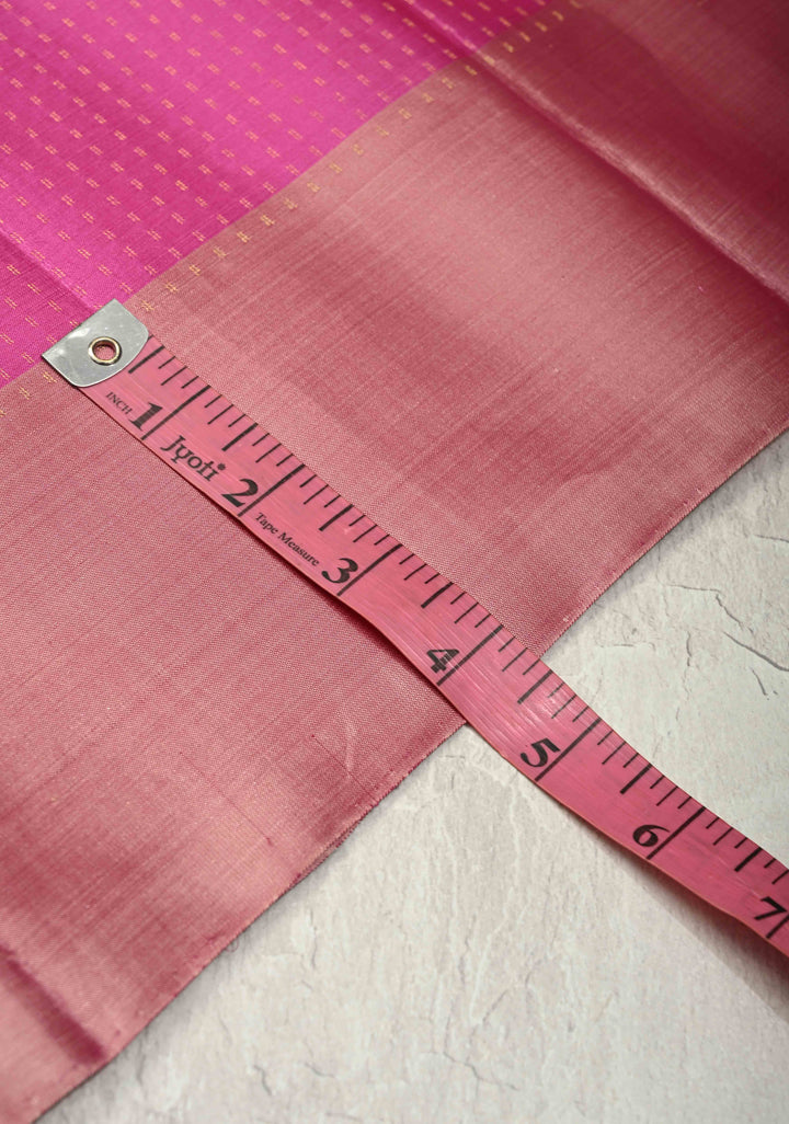 Magenta Zari Stripes on Pure Kanjivaram Soft Silk Saree with Zari Buttas and Contrast Border | SILK MARK CERTIFIED