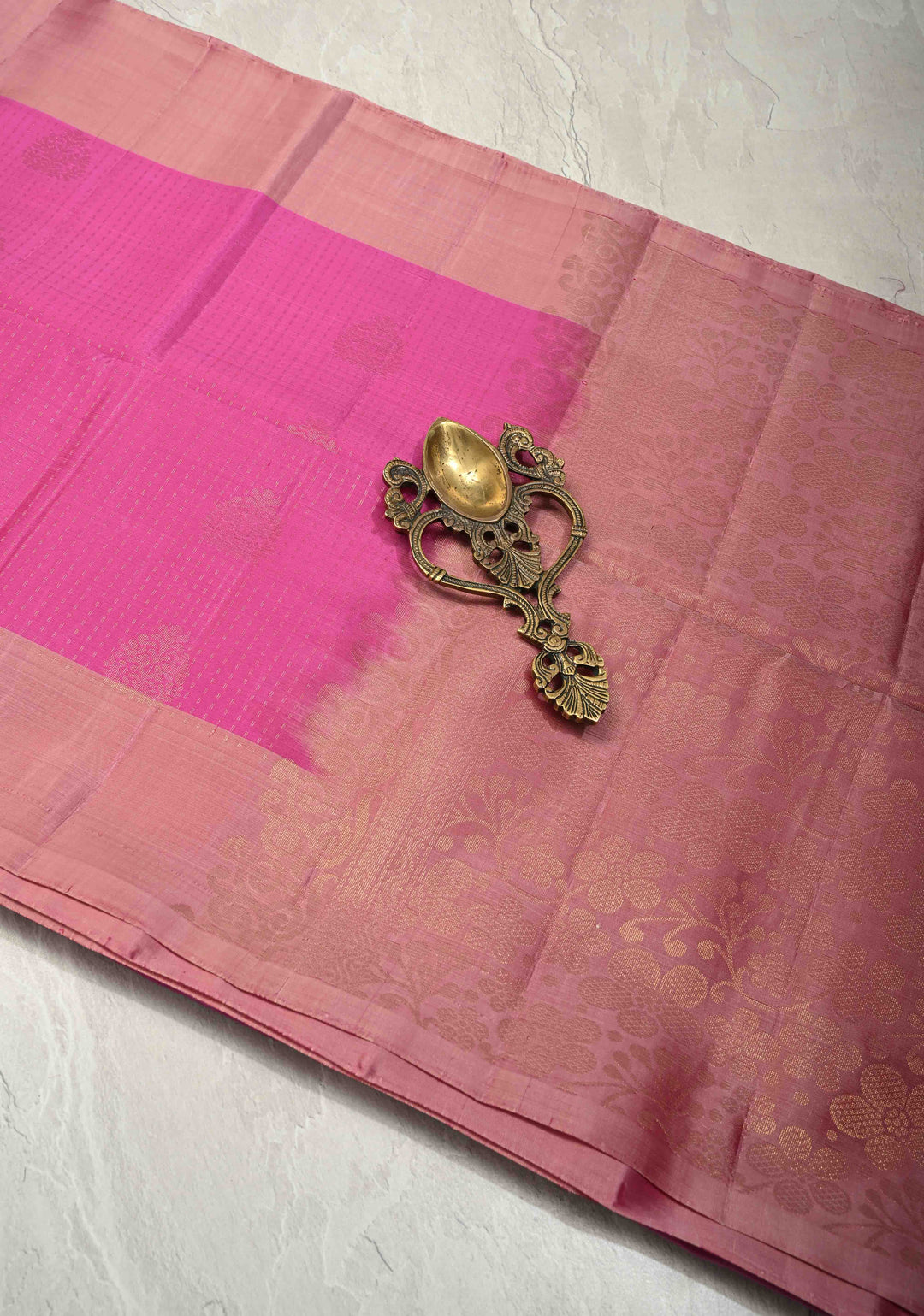 Magenta Zari Stripes on Pure Kanjivaram Soft Silk Saree with Zari Buttas and Contrast Border | SILK MARK CERTIFIED