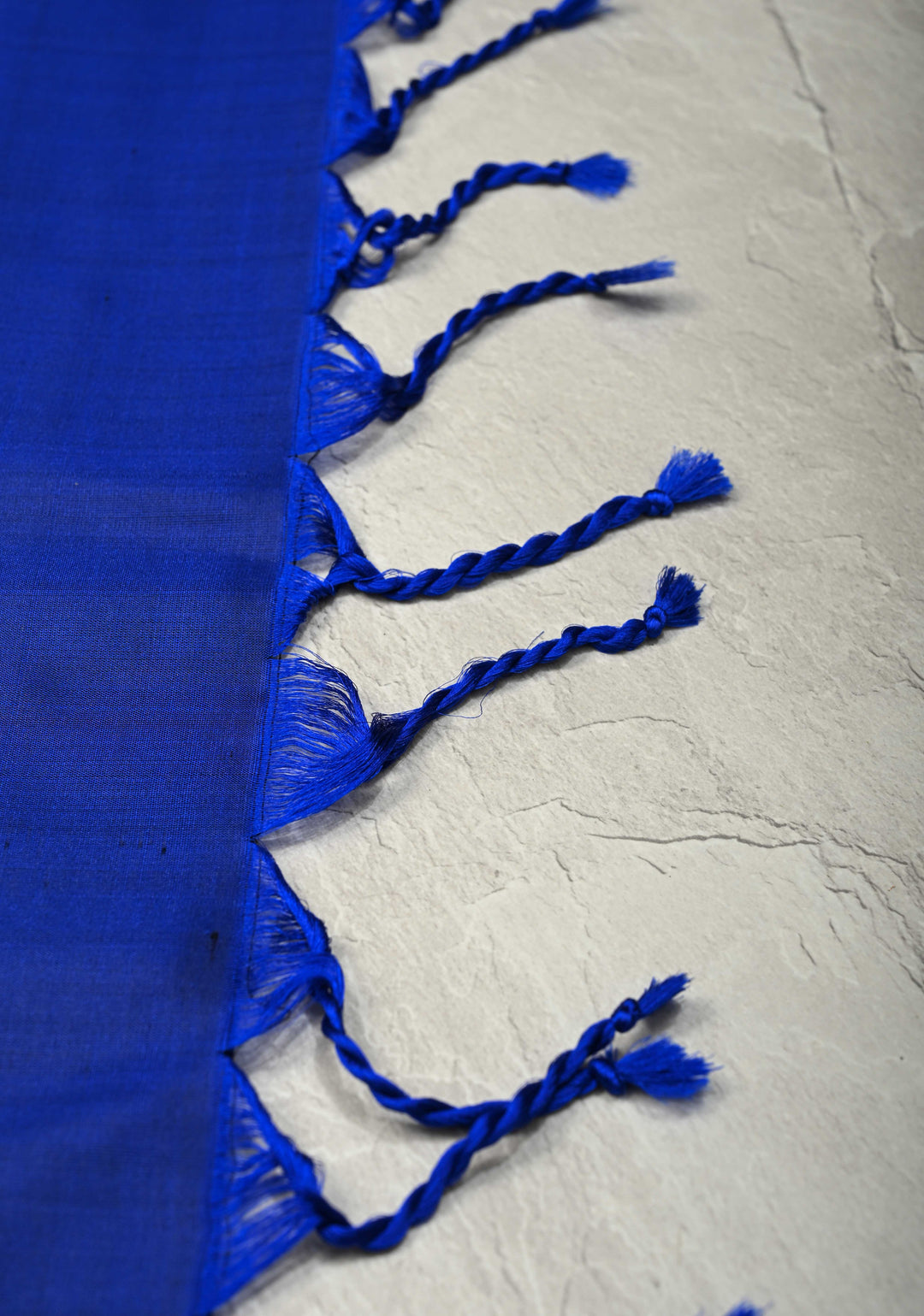 Deep Royal Blue Kanjivaram Soft Silk Saree with Floral Zari Buttas and One Side Temple Zari Border | SILK MARK CERTIFIED