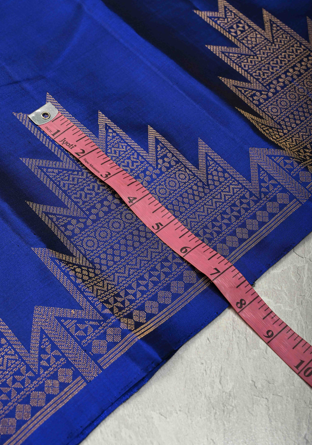 Deep Royal Blue Kanjivaram Soft Silk Saree with Floral Zari Buttas and One Side Temple Zari Border | SILK MARK CERTIFIED