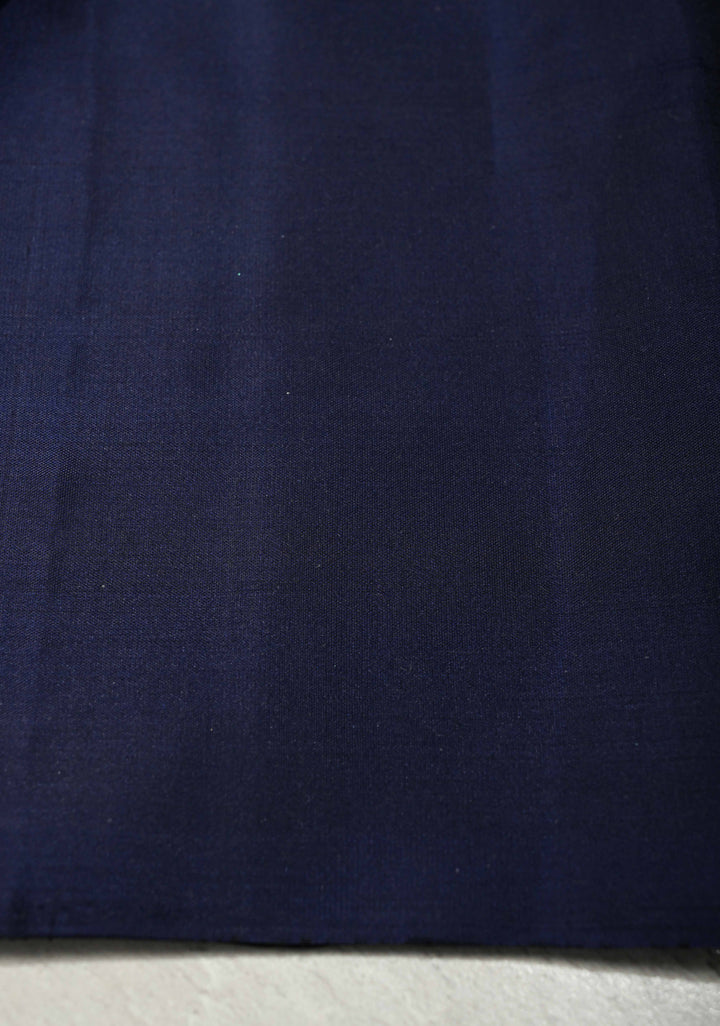 Brick Maroon Pure Kanjivaram Soft Silk Saree with Gold-Silver Floral Buttas and Contrast Navy Blue Border | SILK MARK CERTIFIED