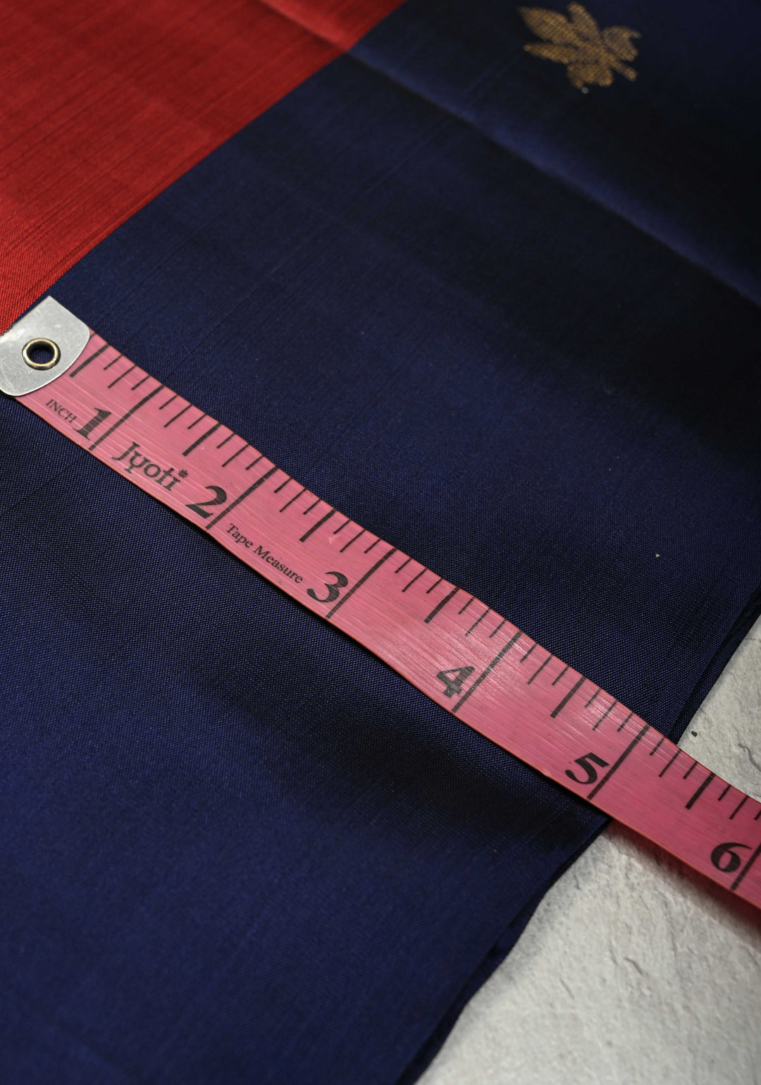 Brick Maroon Pure Kanjivaram Soft Silk Saree with Gold-Silver Floral Buttas and Contrast Navy Blue Border | SILK MARK CERTIFIED