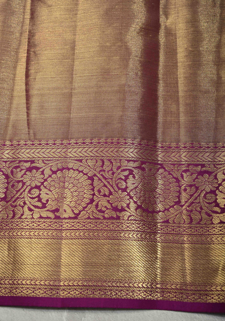 Plum Tissue Kanjivaram Pure Silk Saree with Meenakari Floral jaal Brocade and Zari Border | SILK MARK CERTIFIED