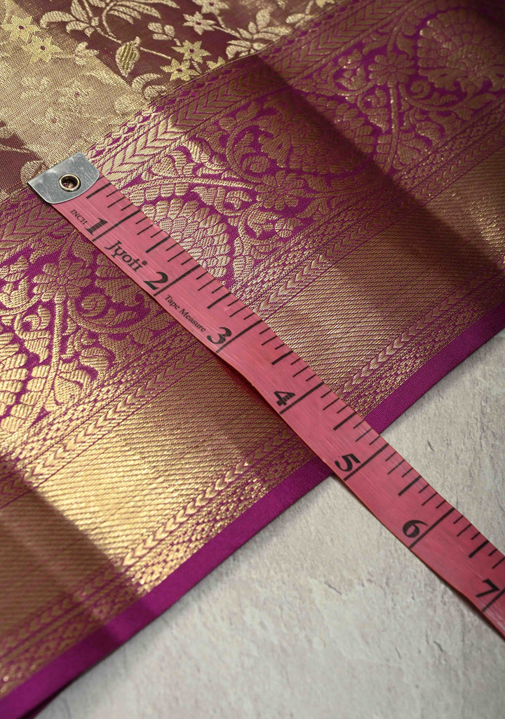 Plum Tissue Kanjivaram Pure Silk Saree with Meenakari Floral jaal Brocade and Zari Border | SILK MARK CERTIFIED
