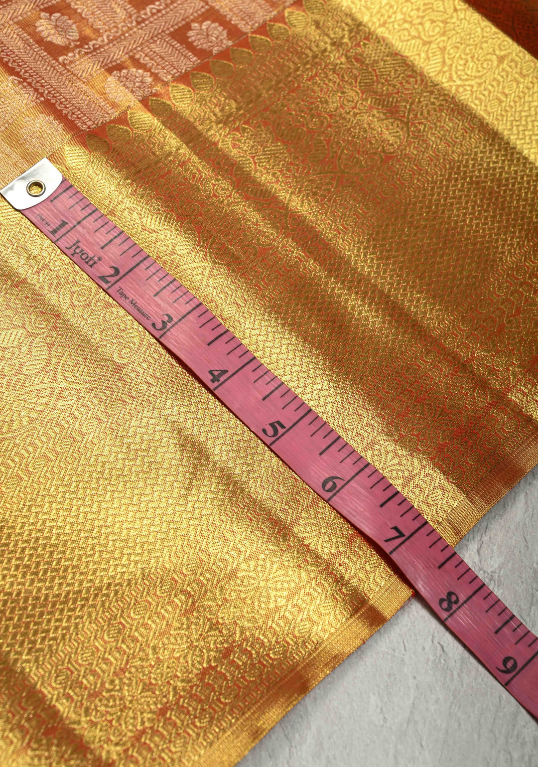 Gold Tissue Kanjivaram Pure Silk Saree with Geomatric Brocade and Zari Border | SILK MARK CERTIFIED