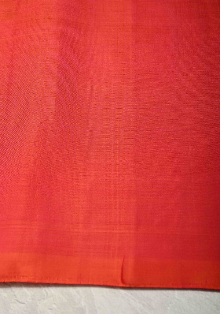 Pink Dual tone Borderless Kanjivaram Soft Silk Saree with Peacock Motifs | SILK MARK CERTIFIED