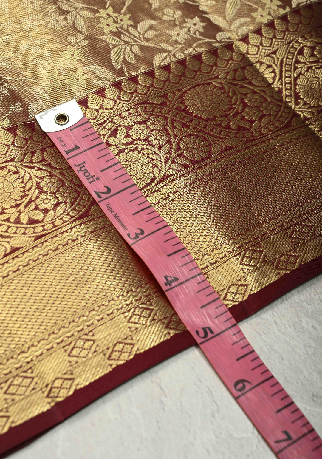 Brown Tissue Kanjivaram Pure Silk Saree with Meenakari Floral jaal Brocade and Contrast Zari Border | SILK MARK CERTIFIED