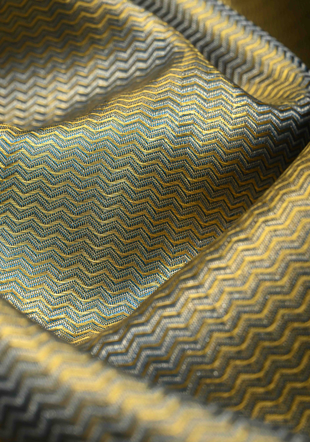 Blue-Gold Dual Tone Tissue Kanjivaram Pure Silk Saree with Brocade and Cobalt Blue Zari Border| SILK MARK CERTIFIED