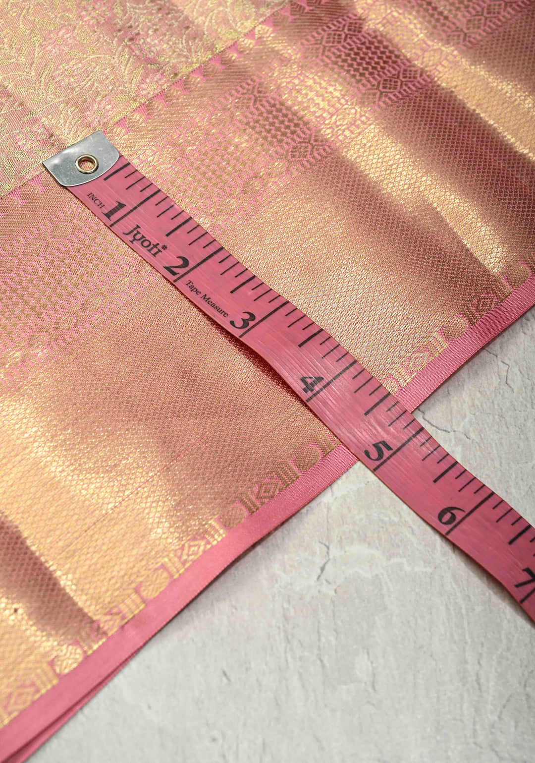 Rose Pink Dual Tone Tissue Kanjivaram Pure Silk Saree with Meenakari Floral Jaal Brocade and Zari Border | SILK MARK CERTIFIED