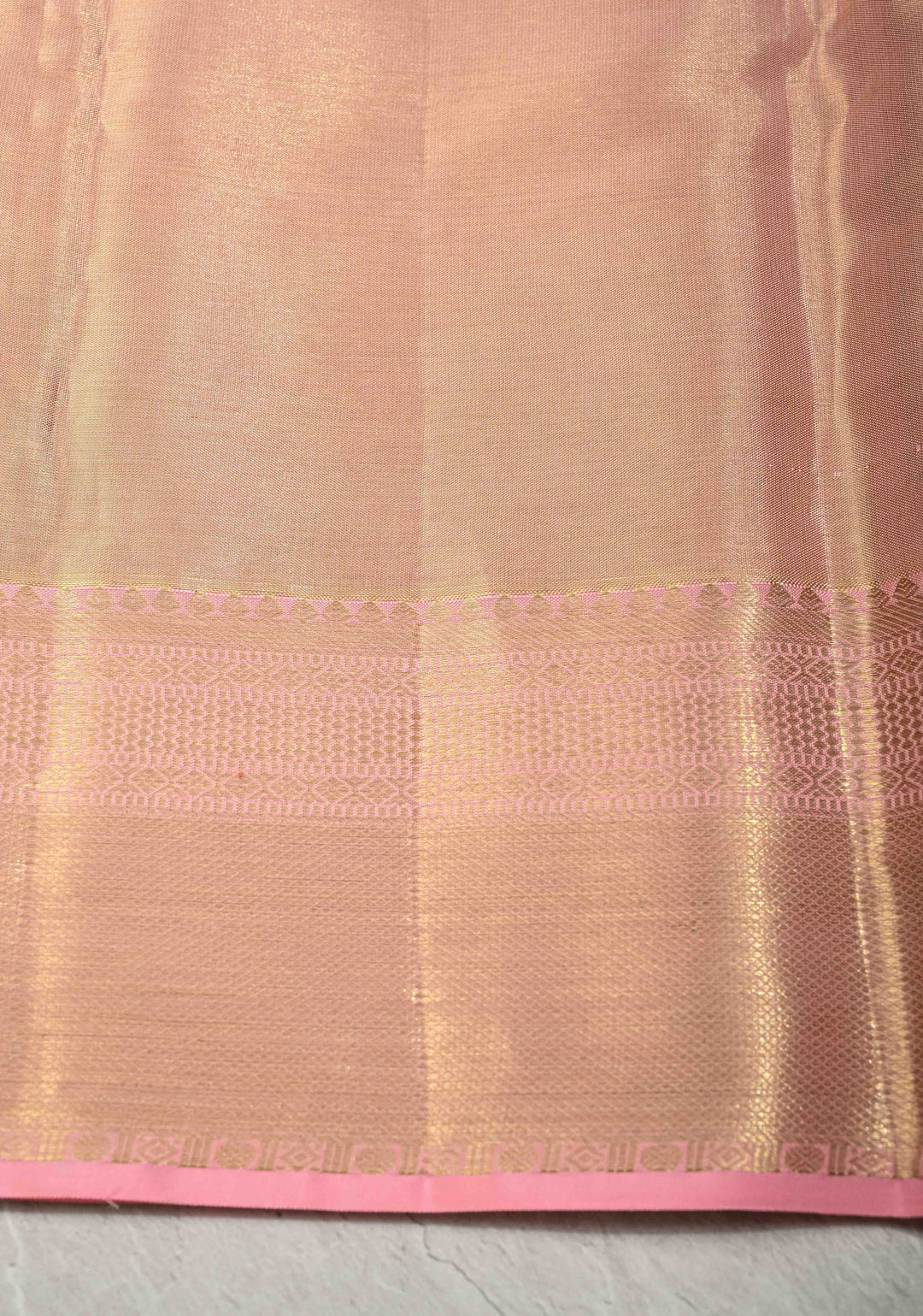 Rose Pink Tissue  Kanjivaram Pure Silk Saree with Meenakari Floral Jaal Brocade and Zari Border | SILK MARK CERTIFIED
