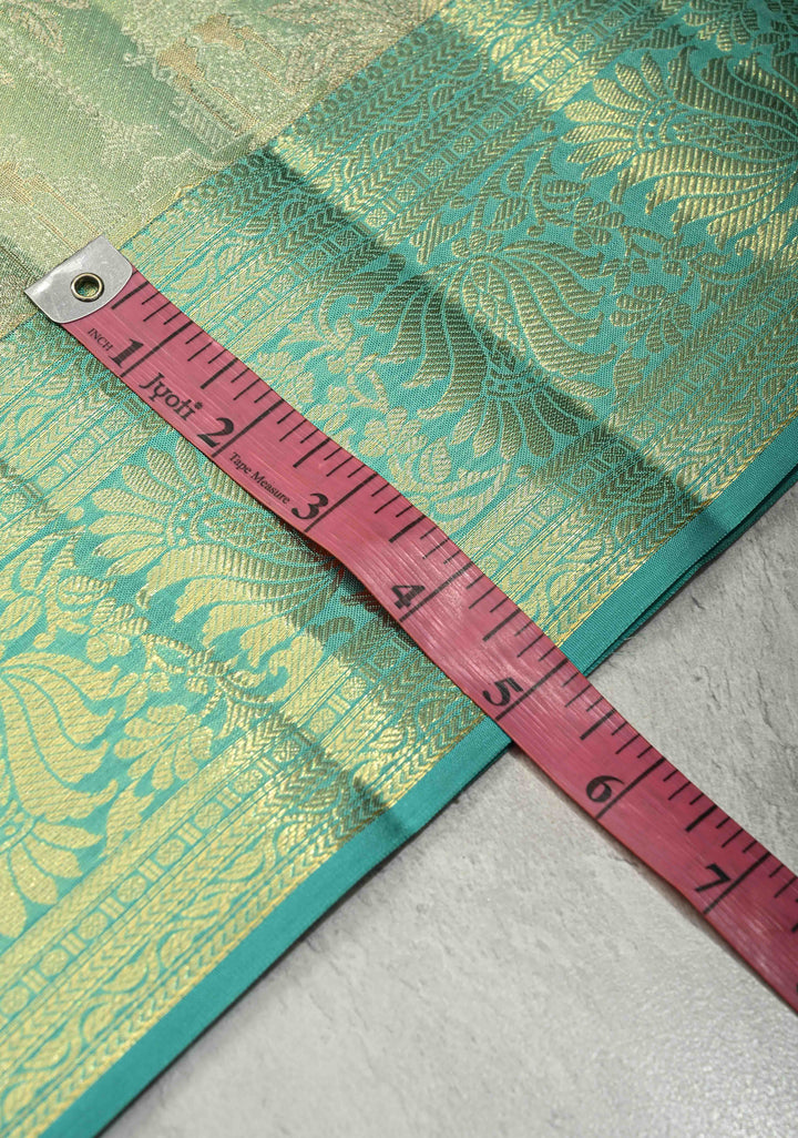 Pista Green Dual Tone Tissue Kanjivaram Pure Silk Saree with Meenakari  Brocade and Zari Border | SILK MARK CERTIFIED