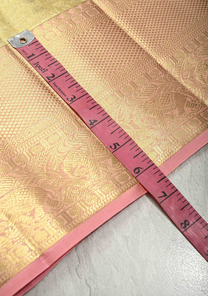 Gold Tissue Kanjivaram Pure Silk Saree with Floral Jaal Brocade and Wide Zari Border | SILK MARK CERTIFIED