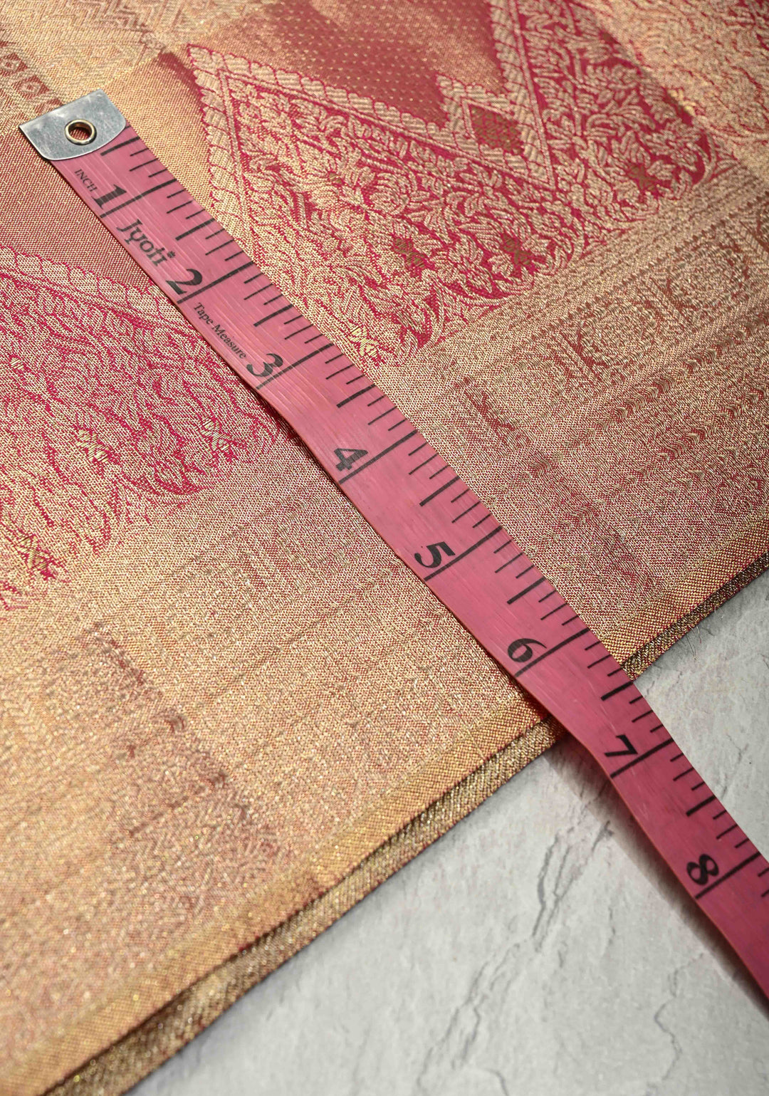 Pastel Pink Tissue Kanjivaram Pure Silk Saree with Geomatric Brocade and Wide Zari Border | SILK MARK CERTIFIED