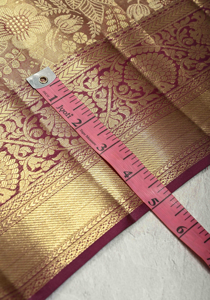 Purple Gold Dual Tone Tissue Kanjivaram Pure Silk Saree with Meenakari  Floral Brocade and Zari Border | SILK MARK CERTIFIED