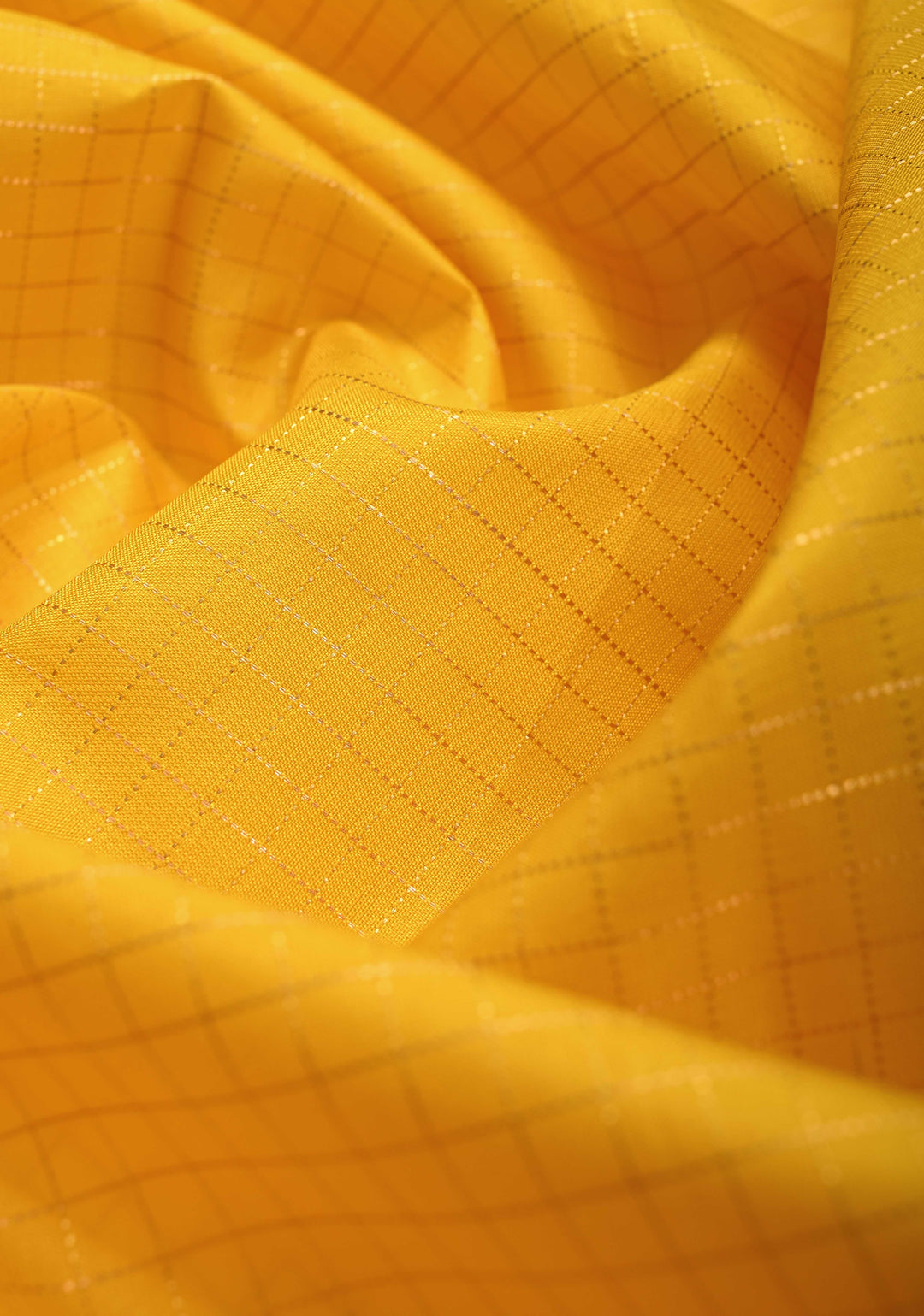 Unique Sunflower Yellow Pure Kanjivaram Soft Silk Saree with Podi-Kattam Zari Checks and Contrast Rettiapet Zari Border | SILK MARK CERTIFIED | SHOBITAM