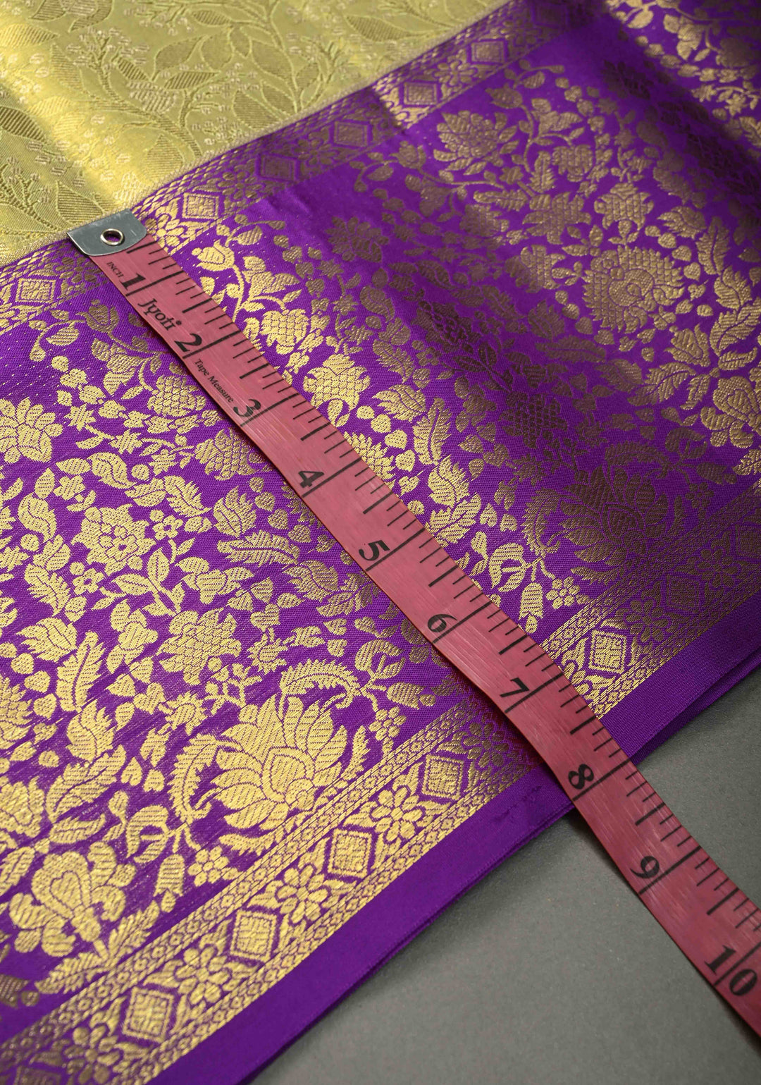 Golden Yellow Tissue Kanjivaram Pure Silk Saree with Floral Brocade Jaal and Contrast Zari Border | SILK MARK CERTIFIED | SHOBITAM